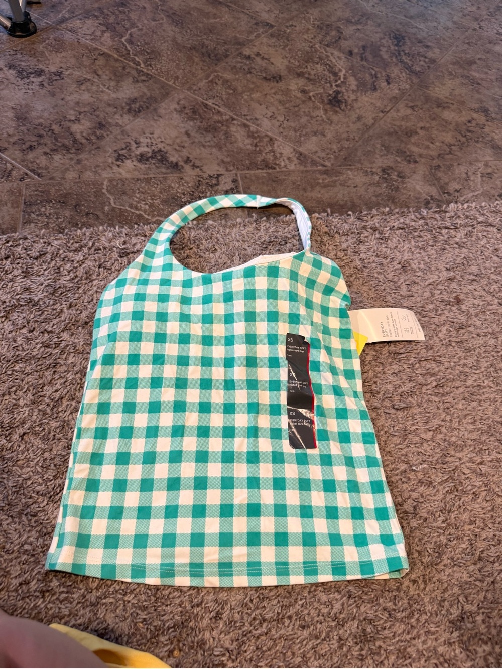 🐷Green gingham women’s Everyday soft halter tank top